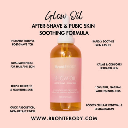 GLOW natural after-shave and pubic skin oil